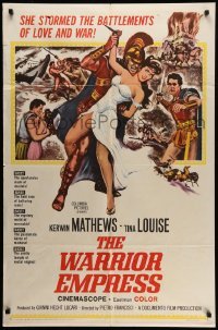 4p963 WARRIOR EMPRESS 1sh '60 Tina Louise stormed the battlements of love & war, Kerwin Mathews!