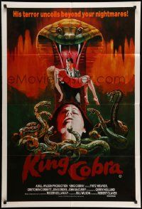 4r252 KING COBRA Aust 1sh '81 Jaws of Satan, great different horror art by Lutz Peltzer!