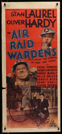 4r266 AIR RAID WARDENS Aust daybill '43 different images of Stan Laurel & Oliver Hardy, WWII!