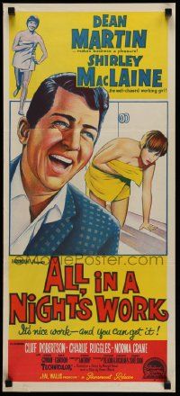 4r268 ALL IN A NIGHT'S WORK Aust daybill '61 Dean Martin, sexy Shirley MacLaine wearing only a towel