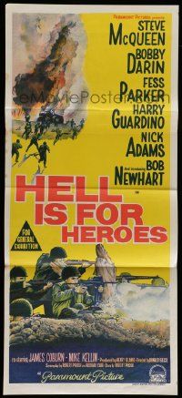 4r331 HELL IS FOR HEROES Aust daybill '62 Steve McQueen, Bob Newhart, Fess Parker, Bobby Darin