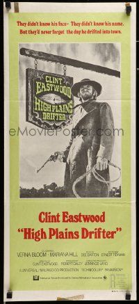 4r334 HIGH PLAINS DRIFTER Aust daybill '73 classic art of Clint Eastwood holding gun & whip!
