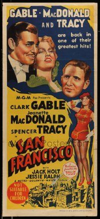 4r399 SAN FRANCISCO Aust daybill R50s art of Clark Gable, Jeanette MacDonald, Spencer Tracy!