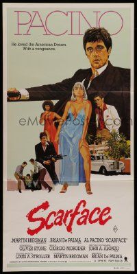 4r405 SCARFACE Aust daybill '83 art of Al Pacino as Tony Montana, Michelle Pfeiffer!