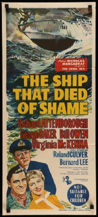 4r410 SHIP THAT DIED OF SHAME Aust daybill '55 Richard Attenborough on ship with a mind of its own!