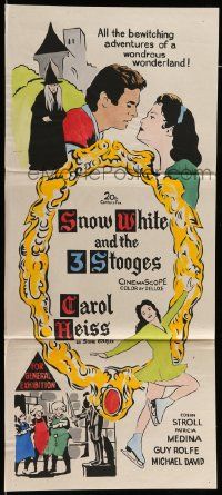 4r421 SNOW WHITE & THE THREE STOOGES Aust daybill R60s diff art of Carol Heiss, Moe, Larry & Joe!