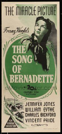4r423 SONG OF BERNADETTE Aust daybill R58 artwork of angelic Jennifer Jones by Norman Rockwell!