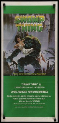 4r440 SWAMP THING Aust daybill '82 Wes Craven, cool Hescox art of him holding Adrienne Barbeau!