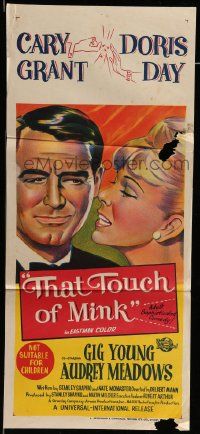 4r452 THAT TOUCH OF MINK Aust daybill '62 great stone litho of Cary Grant & pretty Doris Day!