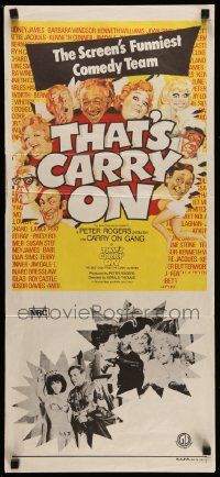 4r453 THAT'S CARRY ON Aust daybill '77 great wacky, different artwork from the best of series!