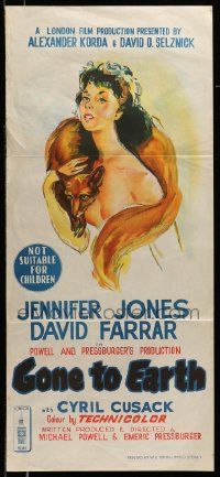 4r477 WILD HEART Aust daybill '50 Jennifer Jones' fox has Gone to Earth, Powell & Pressburger!