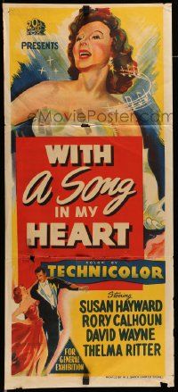 4r478 WITH A SONG IN MY HEART Aust daybill '52 art of elegant Susan Hayward as singer Jane Froman!