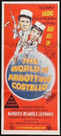 4r482 WORLD OF ABBOTT & COSTELLO Aust daybill '65 Bud & Lou are the greatest laughmakers!