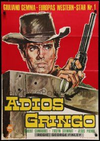 4r531 ADIOS GRINGO German '66 cool art of cowboy Giuliano Gemma with gun, spaghetti western!