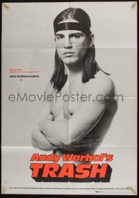 4r542 ANDY WARHOL'S TRASH German '71 Warhol, b/w image of barechested Joe Dallessandro!