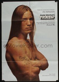 4r543 ANDY WARHOL'S TRASH German '71 Warhol, full-color image of barechested Joe Dallessandro!