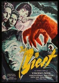 4r546 BAT German '61 great different creepy artwork of Vincent Price and top cast!