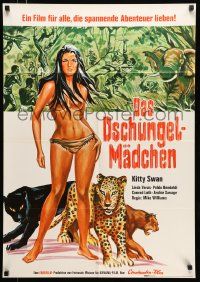 4r738 VIRGIN OF THE JUNGLE German 1970 Gungala la Vergine Della Giungla, Kitty Swan & big cats!
