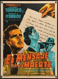 4r057 EL MENSAJE DE LA MUERTE Mexican poster '53 art of Miguel Torruco & Rebecca Iturbide by Diaz!