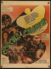4r078 LA CORONA DE UN CAMPEON Mexican poster '74 Andres Garcia, cool boxing photos & artwork!