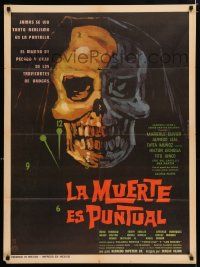 4r083 LA MUERTE ES PUNTUAL Mexican poster '67 Maricruz Olivier, incredible A.M.Chacoskull artwork!