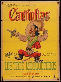 4r092 LOS TRES MOSQUETEROS Mexican poster '42 Miguel M. Delgado, Cantinflas as D'Artagnan!