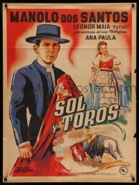 4r105 SOL E TOIROS Mexican poster '49 Jose Buchs, Manuel Dos Santos, bullfighting, matador art!