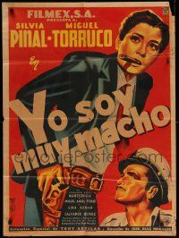 4r114 YO SOY MUY MACHO Mexican poster '53 great art of Silvia Pinal smoking cigar by Diaz!