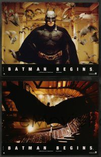 4r836 BATMAN BEGINS 8 French LCs '05 great images of Christian Bale as the Caped Crusader!