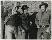 4s087 EL DORADO candid deluxe 10.5x13.5 still '66 John Wayne, Robert Mitchum & James Caan laughing!