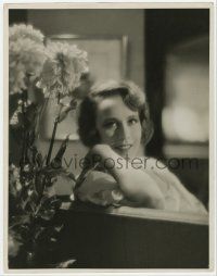4s142 LOUISE FAZENDA deluxe 11x14.25 still '30s great seated smiling portrait by flowers!