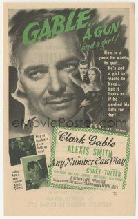 4s296 ANY NUMBER CAN PLAY herald '49 gambler Clark Gable loves Alexis Smith AND Audrey Totter!