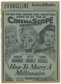 4s394 HOW TO MARRY A MILLIONAIRE herald '53 sexy Marilyn Monroe, Betty Grable & Lauren Bacall!
