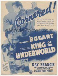 4s407 KING OF THE UNDERWORLD herald '39 King of Killers Humphrey Bogart & sexy Kay Francis!