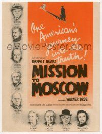 4s432 MISSION TO MOSCOW herald '43 Walter Huston, one American's journey into the truth!