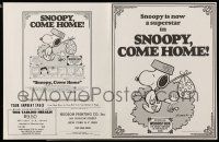 4s491 SNOOPY COME HOME herald '72 Peanuts, Charlie Brown, Schulz art of Snoopy & Woodstock!