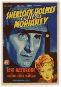 4s556 ADVENTURES OF SHERLOCK HOLMES Spanish herald '40 Soligo art of Basil Rathbone & Ida Lupino!