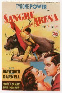 4s569 BLOOD & SAND Spanish herald '49 Tyrone Power, Rita Hayworth, different Soligo matador art!