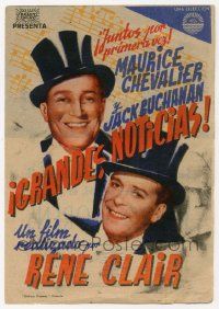 4s573 BREAK THE NEWS Spanish herald '38 Rene Clair, Maurice Chevalier & Jack Buchanan, different!