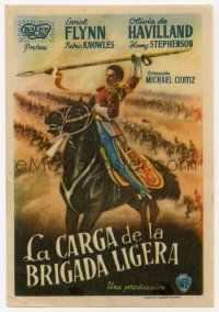 4s584 CHARGE OF THE LIGHT BRIGADE Spanish herald '47 different art of Errol Flynn w/spear on horse!