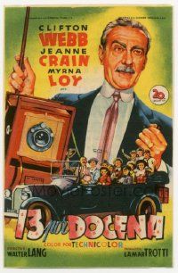 4s585 CHEAPER BY THE DOZEN Spanish herald '53 different art of Clifton Webb w/camera & kids in car