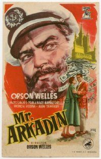 4s588 CONFIDENTIAL REPORT Spanish herald '55 different Jano art of Orson Welles as Mr. Arkadin!