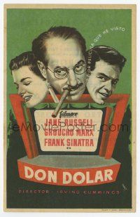 4s600 DOUBLE DYNAMITE Spanish herald '52 different MCP art of Groucho Marx, Jane Russell & Sinatra!