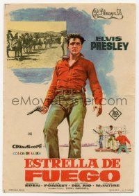 4s606 FLAMING STAR Spanish herald '61 great different Jano artwork of Elvis Presley with gun!