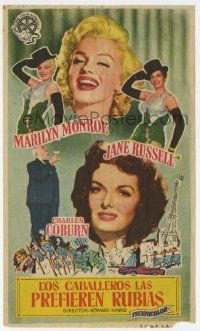 4s615 GENTLEMEN PREFER BLONDES Spanish herald '55 sexy Marilyn Monroe & Jane Russell, different!