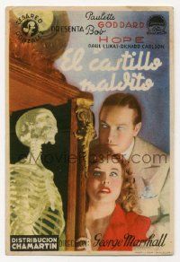 4s616 GHOST BREAKERS Spanish herald '42 different image of Bob Hope, Paulette Goddard & skeleton!