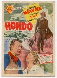 4s629 HONDO Spanish herald '54 two great images of cowboy John Wayne + Geraldine Page