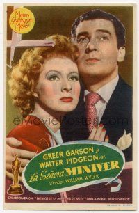 4s681 MRS. MINIVER Spanish herald '46 different close up of Greer Garson & Walter Pidgeon!