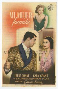4s684 MY FAVORITE WIFE Spanish herald '44 Cary Grant, Irene Dunne & Gail Patrick, different!