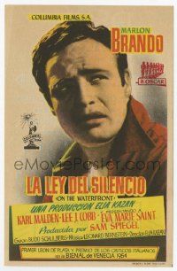 4s697 ON THE WATERFRONT Spanish herald '55 directed by Elia Kazan, great close up of Marlon Brando!